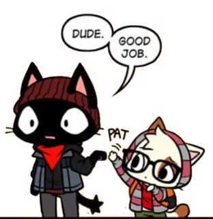 👍 DUDE. GOOD JOB. PAT gato, quadrinhos, amigo, parabéns, positivo, incentivo telegram sticker