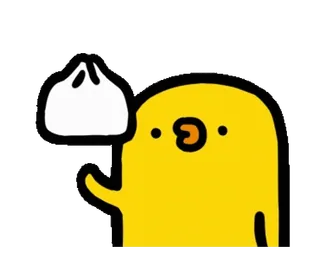 🥟 nourriture, ravioli, jaune, dessin animé, mignon, animal telegram sticker