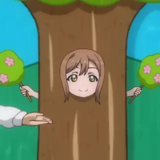 🙂 Anime, Árvore, Rosto, Cabeça, Primavera, Flores, Desenho animado telegram sticker