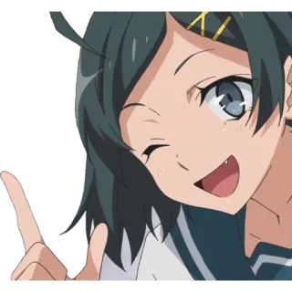 😁 Anime, Garota, Fofa, Personagem, Feliz, Apontando telegram sticker