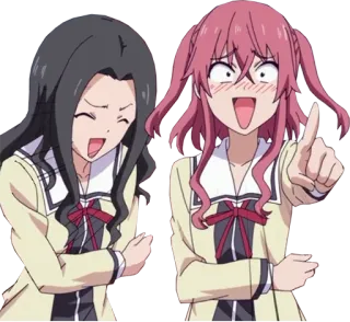 😂 Anime, Lachen, Mädchen, Schuluniformen, Aufgeregt, Cartoon whatsapp sticker