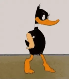 😏 Daffy Duck ลูนีย์ตูนส์, การ์ตูน, เป็ด, เดิน, แอนิเมชัน telegram sticker