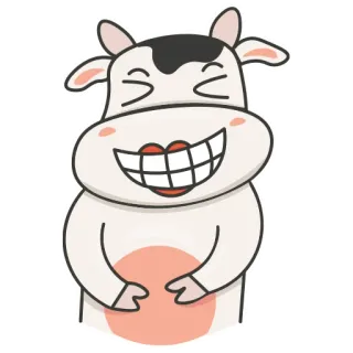 😆 Vaca, Animal, Feliz, Dibujos animados, Lindo, Ilustración whatsapp sticker