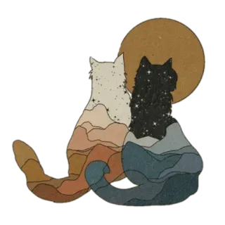 🪐 고양이, 달, 실루엣, 산, 별 telegram sticker