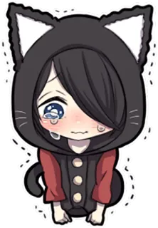 😢 치비, 애니메이션, 고양이, 울음, 슬픔, 귀여움 telegram sticker