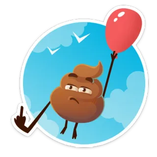 🖕 cocô, emoji, dedo do meio, balão, desenho animado telegram sticker