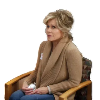 😐 kobieta, siedzi, krzesło, osoba, blondynka, aktorka telegram sticker