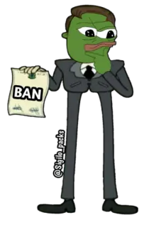 ❗️ Pepe the Frog BAN Meme, Meme di internet, Pepe, Ban, Divertente telegram sticker