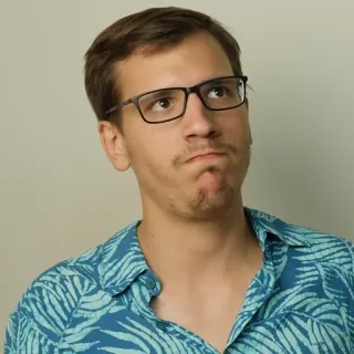 🤔 man, glasses, portrait, person, facial expression, thinking telegram sticker