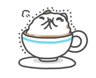 😂 고양이, 커피, 컵, 카와이, 동물, 음료, 귀여운 telegram sticker
