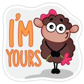 😊 I'M YOURS sheep, cute, love, romantic, animal whatsapp sticker