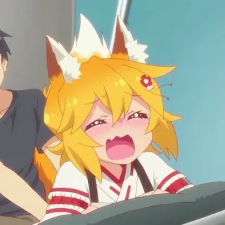 🦊 Senko The Helpful Fox Senko-san Anime, Renard, Oreilles, Sourire, Mignon, Waifu whatsapp sticker