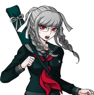 😰 Peko Pekoyama Danganronpa Anime, Personnage, Fille, Nattes, Lunettes, Danganronpa telegram sticker