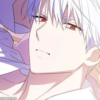 🖤 Anime, Manga, Cheveux Blancs, Yeux Rouges, Portrait, Illustration telegram sticker