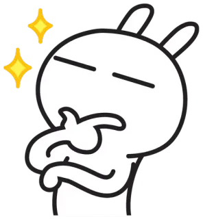 🤔 brillos, pensando, lindo, blanco, personaje, dibujos animados whatsapp sticker