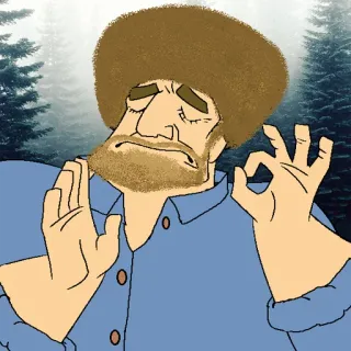 👌 Bob Ross Bob Ross, painting, happy little trees, art, artist, meme telegram sticker