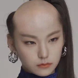 🤯 bald, hairstyle, woman, portrait, face, kpop whatsapp sticker
