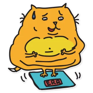 😅 ERR cat, weight scale, error, funny, cartoon, overweight telegram sticker