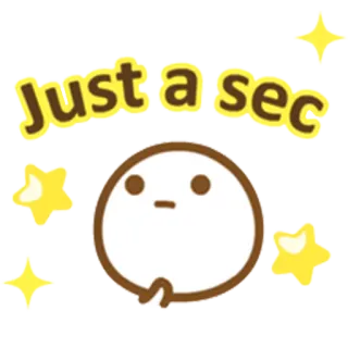 🤔 Just a sec esperando, fofo, desenho animado, expressão, humor, mensagem whatsapp sticker