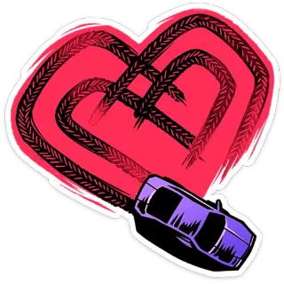 ⭐ carro, rastros de pneu, coração, dirigindo, drift, automotivo, veículo telegram sticker