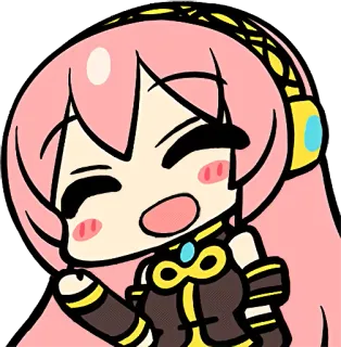 😄 Megurine Luka Аниме, Вокалоид, Милый, Каваи, Чиби, Стикер, Персонаж telegram sticker