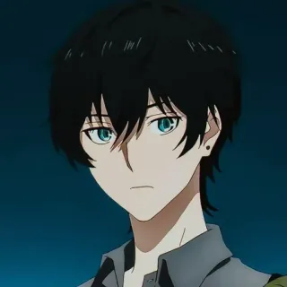 🕳 Anime, Chico, Personaje, pelo negro, retrato whatsapp sticker