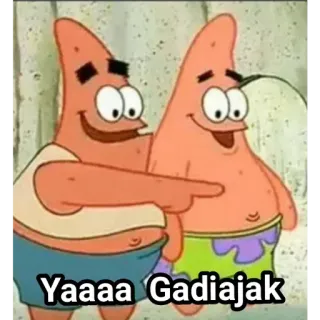 😀 Patrick Star Spongebob Squarepants Yaaaa Gadiajak แพทริก สตาร์, สพันจ์บ็อบ, เพื่อน, การ์ตูน telegram sticker