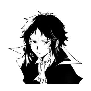 🐱 Akutagawa Ryunosuke Bungou Stray Dogs Akutagawa, Ryunosuke, Bungou Stray Dogs, Anime, Manga, Personnage, Noir et blanc telegram sticker