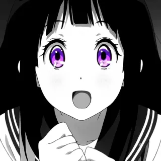💜 Ragazza anime, Occhi viola, Uniforme scolastica, Eccitata, Anime, Manga, Carina telegram sticker