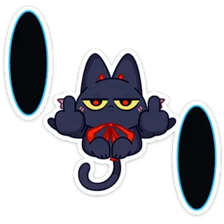 🖕 gatto, dito medio, adesivo, animale, cartone animato telegram sticker