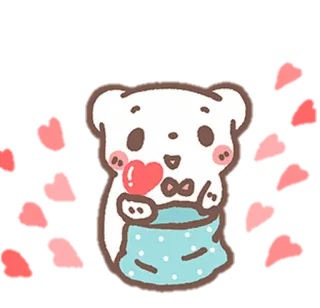 🧺 cute, bear, heart, kawaii, animal, cartoon whatsapp sticker