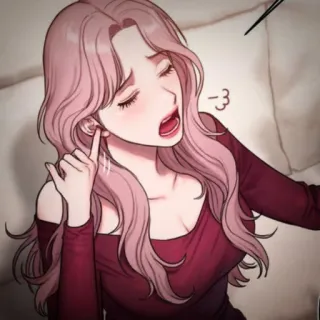 👙 -3 Frau, Illustration, pinke Haare, verärgert telegram sticker