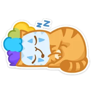 😴 chat, dormir, orange, dessin animé, animal telegram sticker