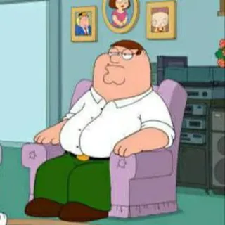 ▪️ Peter Griffin Family Guy 만화, 시트콤, 성인 애니메이션, 웃긴, 피터 그리핀, 안락의자 telegram sticker