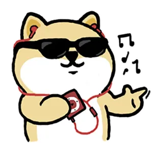 🎧 狗, 音乐, 耳机, 太阳镜, 卡通, 动物, 可爱 whatsapp sticker