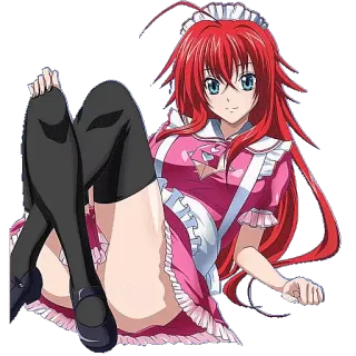 🛍 Rias Gremory High School DxD Anime, cabelo vermelho, Maid, Ecchi, Waifu telegram sticker