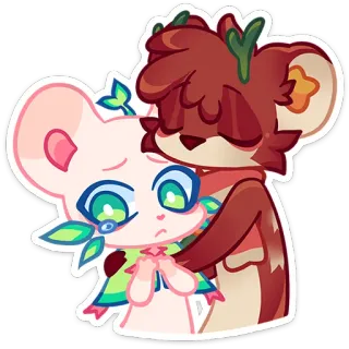 🫂 Cartoon, Dieren, Schattig, Vriendschap, Emoties, Knuffel, Verdrietig telegram sticker