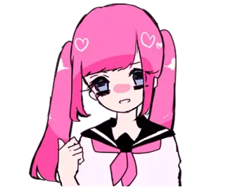 👍 Anime, Mädchen, pinke Haare, Cartoon, Schuluniform whatsapp sticker