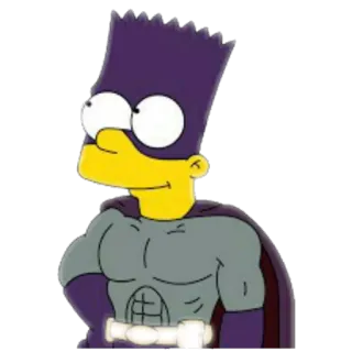 💪 Bart Simpson The Simpsons cartoon, superhero, Bart Simpson, The Simpsons, cape, mask, animated telegram sticker