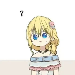 🎀 ? Anime, Signo de interrogación, Dibujo animado, Chica, Pelo rubio whatsapp sticker