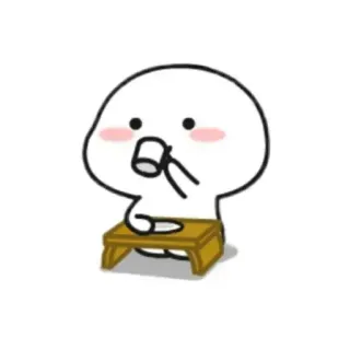 👀 sentado, bebendo, mesa, fofo, desenho animado whatsapp sticker