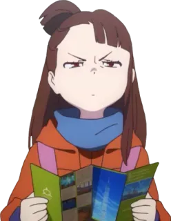 🤔 Akko Kagari Little Witch Academia 动漫, 女孩, 地图, 困惑, 小魔女学园, 阿科·卡嘉莉 telegram sticker