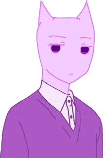 😐 кот, человек, фиолетовый, аниме, мультфильм, иллюстрация telegram sticker