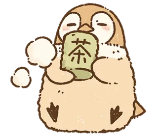 🐧 茶 鳥, お茶, かわいい, 可愛い, 飲み物, 動物 whatsapp sticker