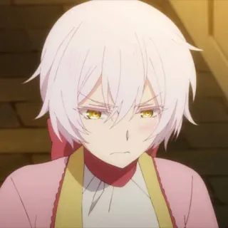 😠 anime, character, white hair, yellow eyes, scowl telegram sticker