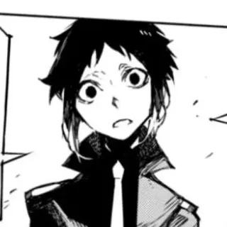 ♠ Akutagawa Ryuunosuke Bungou Stray Dogs Anime, Manga, Personnage, Noir et blanc, Portrait telegram sticker