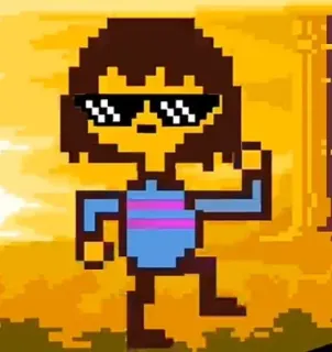 😎 Frisk Undertale Piksel, Kacamata hitam, Game, Karakter, Video game telegram sticker