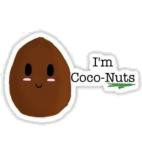 😊 I'm Coco-Nuts coconut, coco-nuts, cute, kawaii, food, fruit, funny telegram sticker