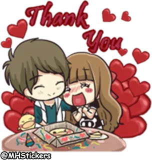 ❤️ Thank You amor, corazones, lindo, pareja whatsapp sticker