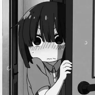 🖤 Chica anime, Dibujos animados, Avergonzado/a, Lindo/a, Blanco y negro, Tímido/a, Anime telegram sticker